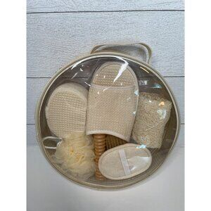 Spa Exfoliation Gift Bag Set Bath Slipper Sponge Luffa Beige Neutral